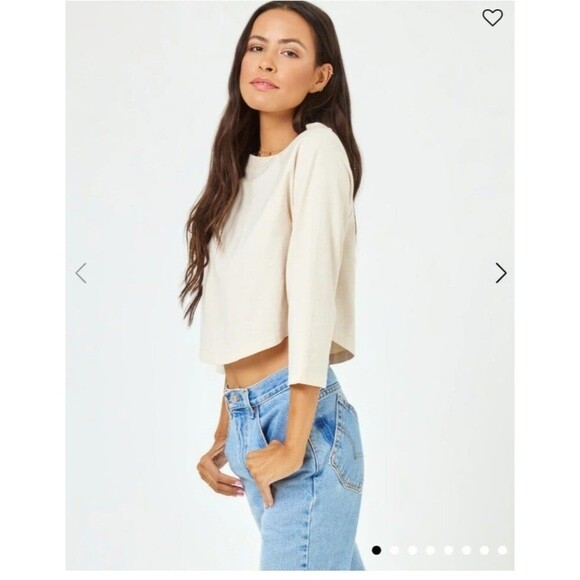 NWT $68 Lspace 'Mel Tee' Cropped Baseball Tee - Picture 2 of 8